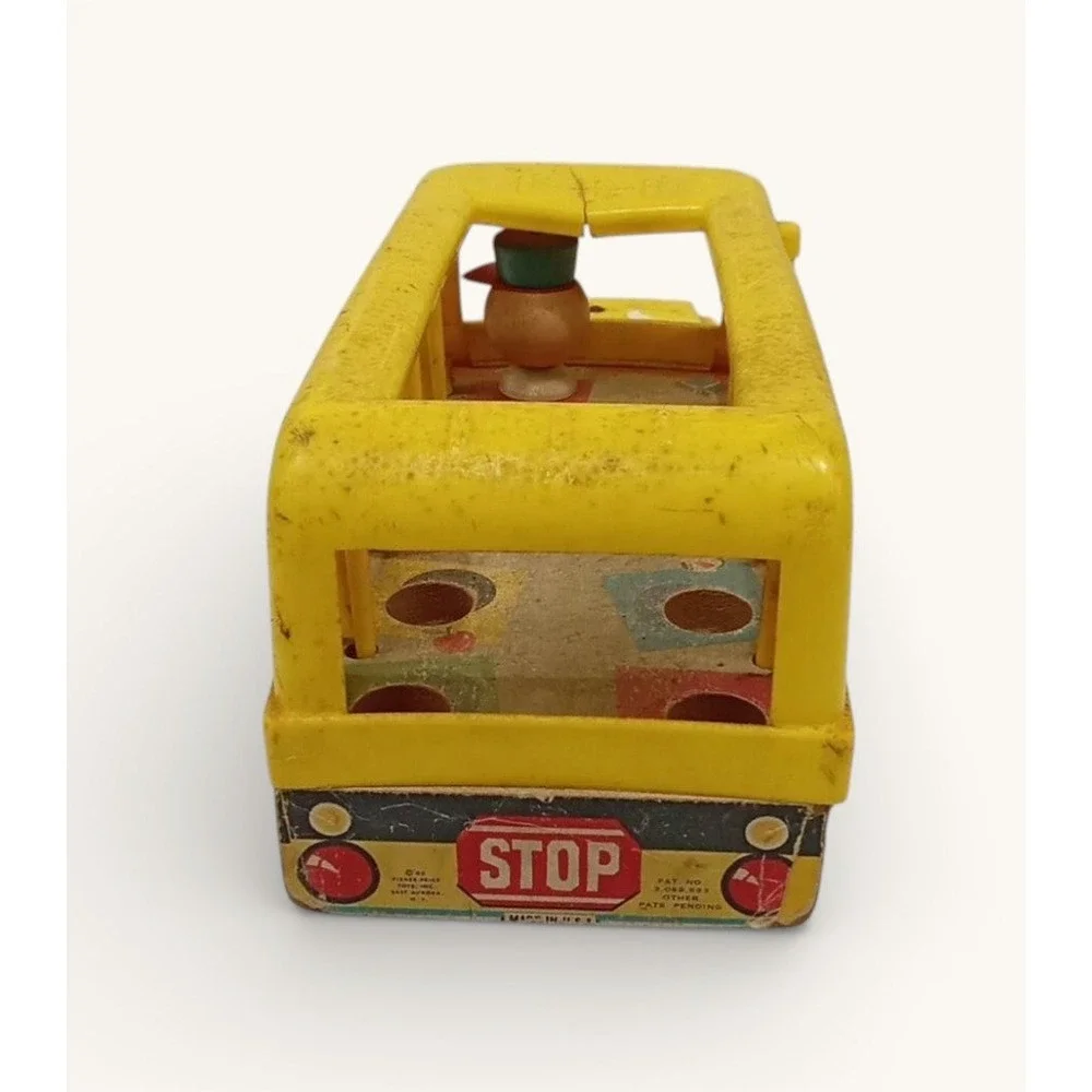 Vintage‎ Fisher Price #192 School Bus Little People 1965 Pull Toy Wood USA Rare